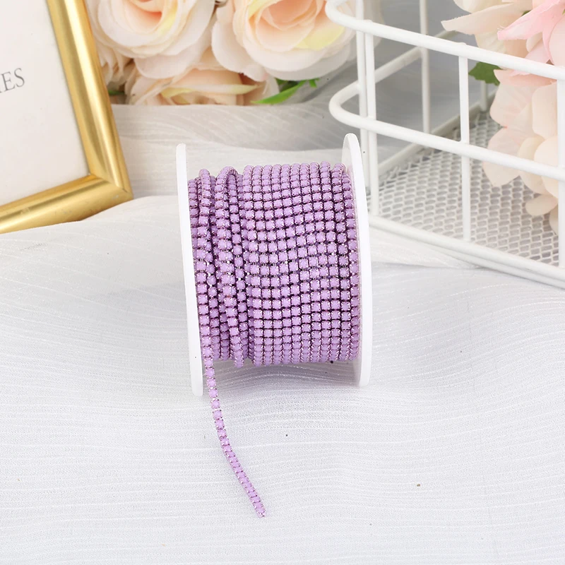 RESEN New Arrival 2mm Rhinestone Cup Chain with Colorful Bottom Sew On Stone Chain Trim Glue On Acrylic Rhinestone Banding Trim