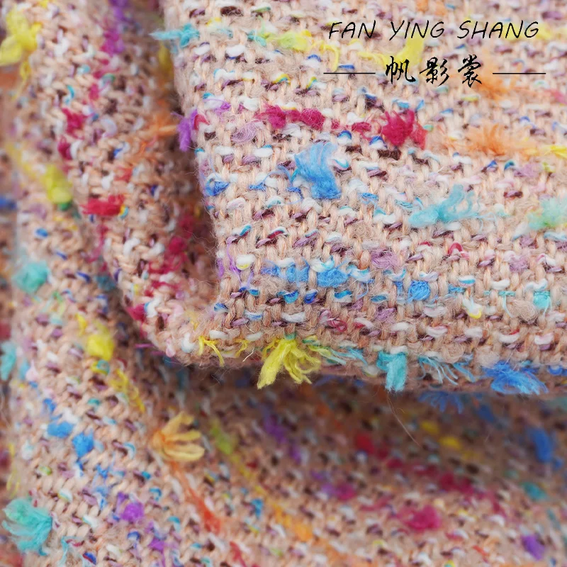Colored threads Playful Orange Yellow Tweed Fabric For Coat Tela Brillante Tissus ткань Ð´Ð»Ñ ÑˆÐ¸Ñ‚ÑŒÑ African Sewing Tecidos Textile