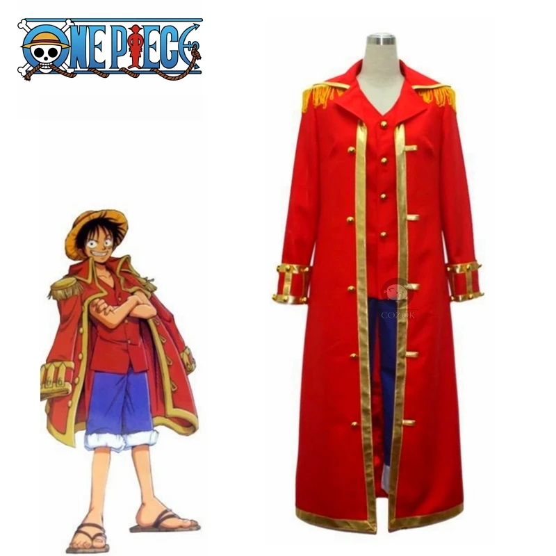 

Anime Cosplay Monkey D Luffy Red Cloak Set Cos Halloween Party High Quality Costume For Men Women