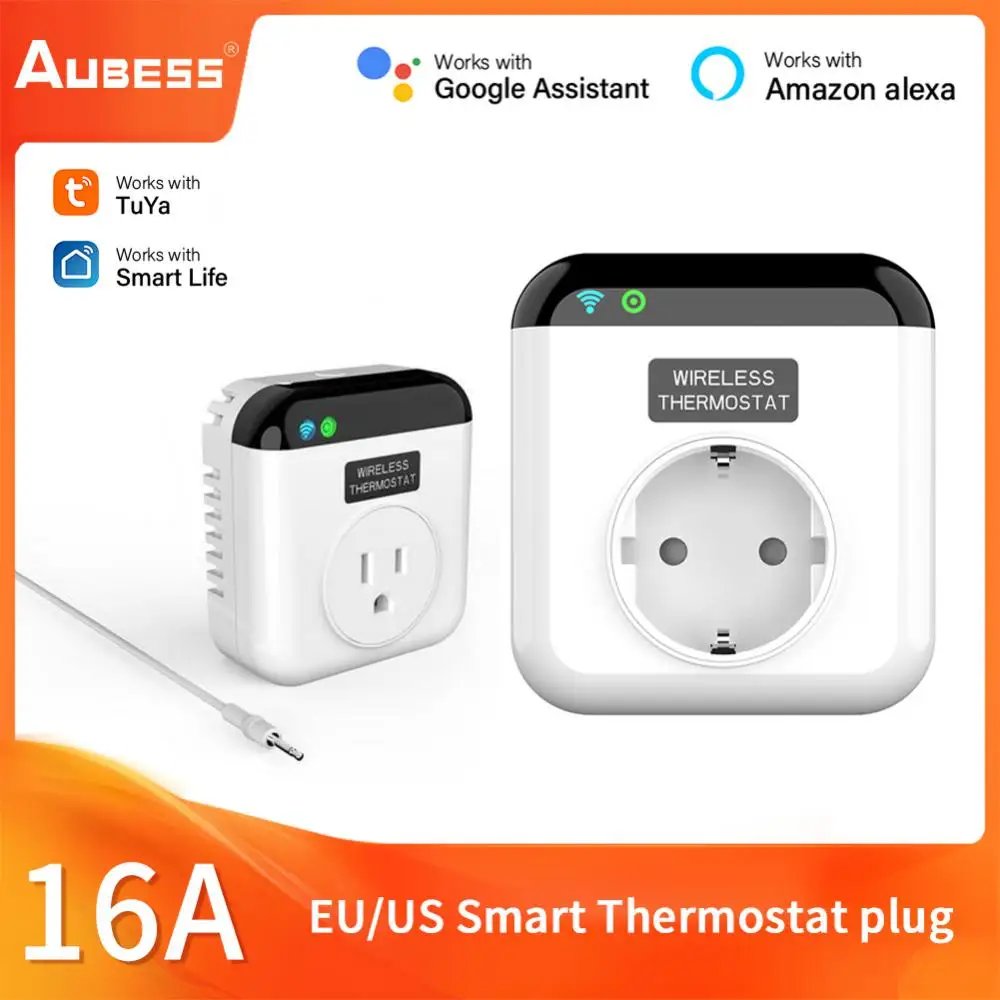 EU/US Tuya Smart Thermostat Plug Outlet 16A 250V Smart Socket Wifi/Bluetooth  Temperature Controller Support Alexa/Google Home - AliExpress