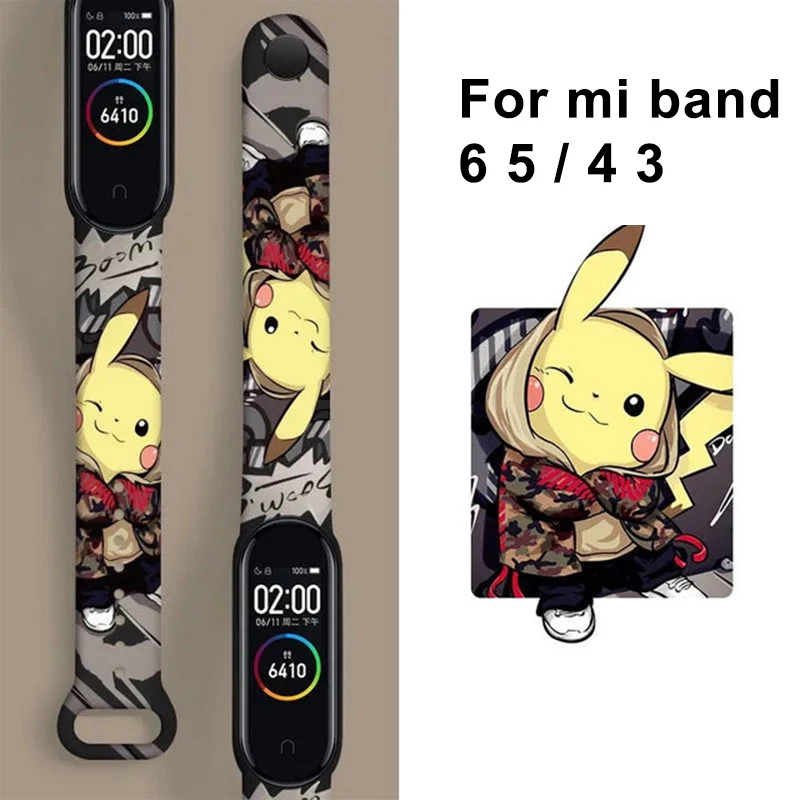 Wrist Strap For Xiaomi mi band 6 5 4 3 Pokemon Watchband Replacement Silicone Children Gift Bracelet For Xiaomi Official Store 