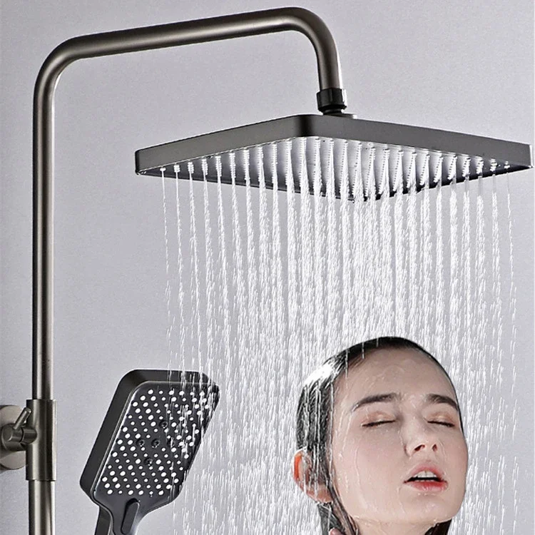 Piano Digital Shower System Ambient Lighting Hot Cold Bathroom Faucets Rain Shower Head White Thermostatic Digital Shower Set 5