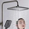 Piano Digital Shower System Ambient Lighting Hot Cold Bathroom Faucets Rain Shower Head White Thermostatic Digital Shower Set 5