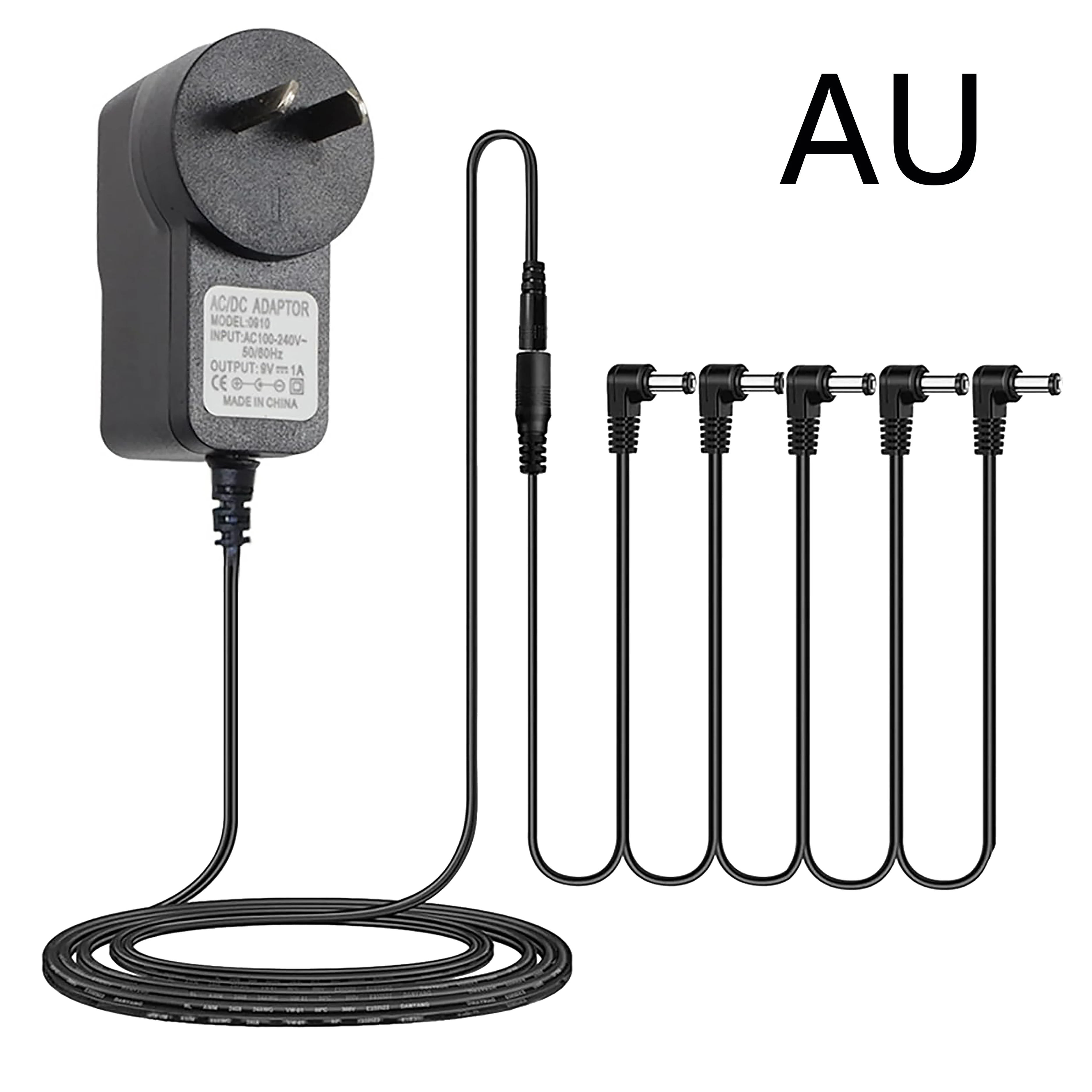 Pedal Power Supply Adapter 9V DC 0.5A for Guitar Effect Pedal With 5 Heads Daisy Cables Without Any Noise