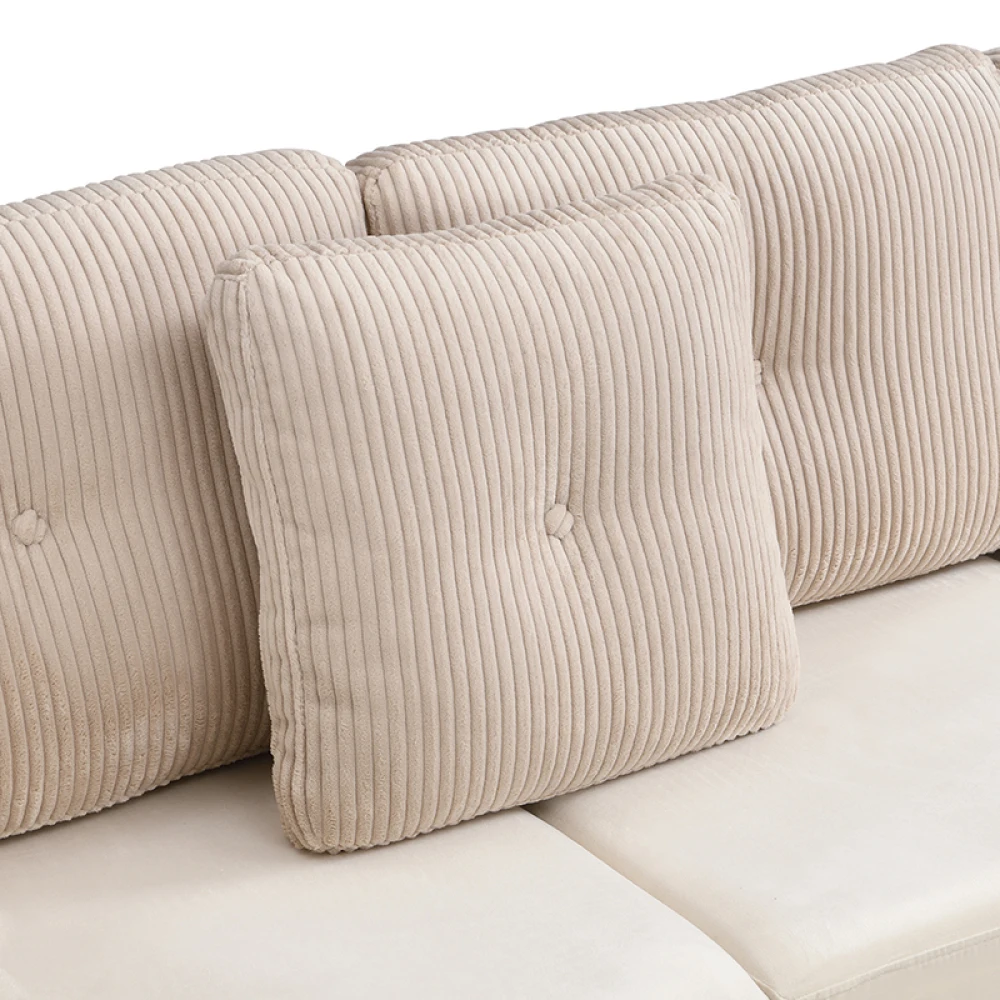 Modulares U-förmiges Sofa mit Stauraum, Multifunktionales Wohnzimmer-Ecksofa, Hochdichter Schaumstoff, Samt + Kord-Design – Detail 26