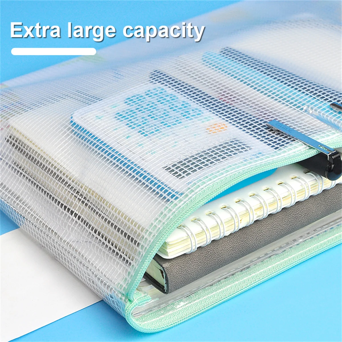 File Storage Bag 5pcs A4 Zippered Waterproof Transparent Study Storage File Data Bag-PE file storage bag