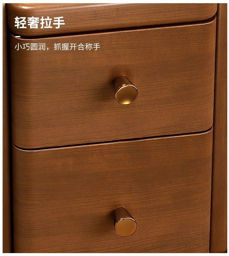 Cream Style Small Ultra-narrow Cabinet All Solid Wood Bedside Table Simple Storage Side Cabinet Home Furniture