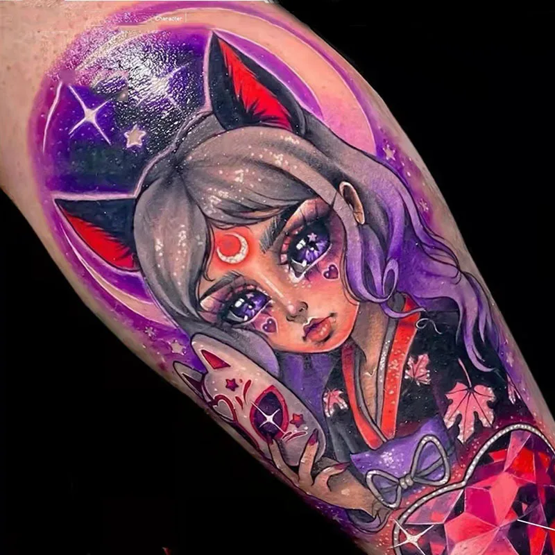 Halloween Dark Comics Evil Kawakami Tomie Double-sided Girl Waterproof Temporary Fake Tattoo Sticker Sleeve Anime Tattoo tattoo sticker