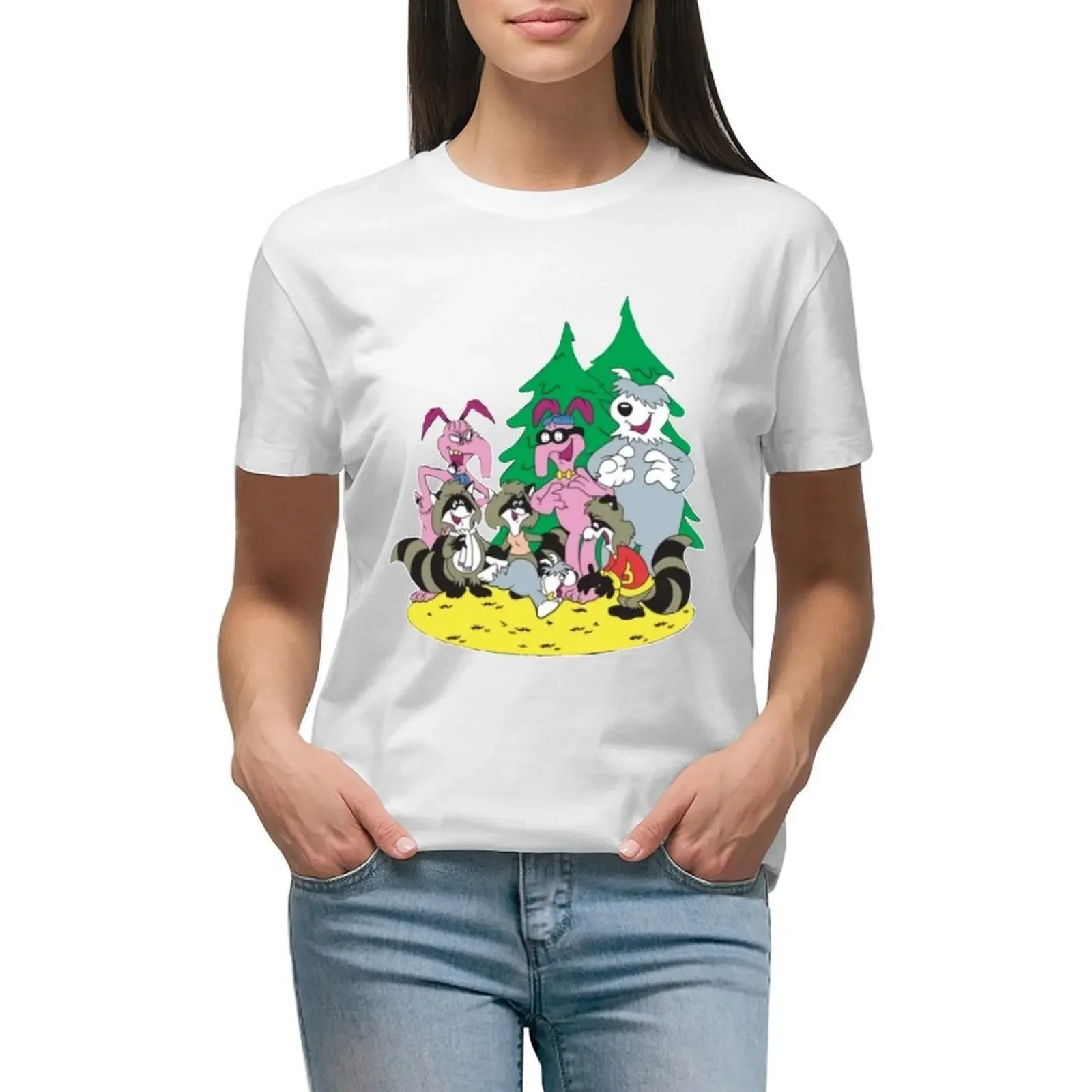 

The Raccoons Evergreen Crew T-shirt funny plus size tops oversized Women tops