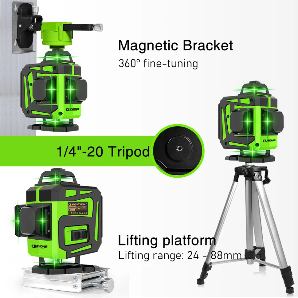 Clubiona 12/16 Lines 3/4D Laser Level Level Self-Leveling 360 Horizontal  And Vertical Cross