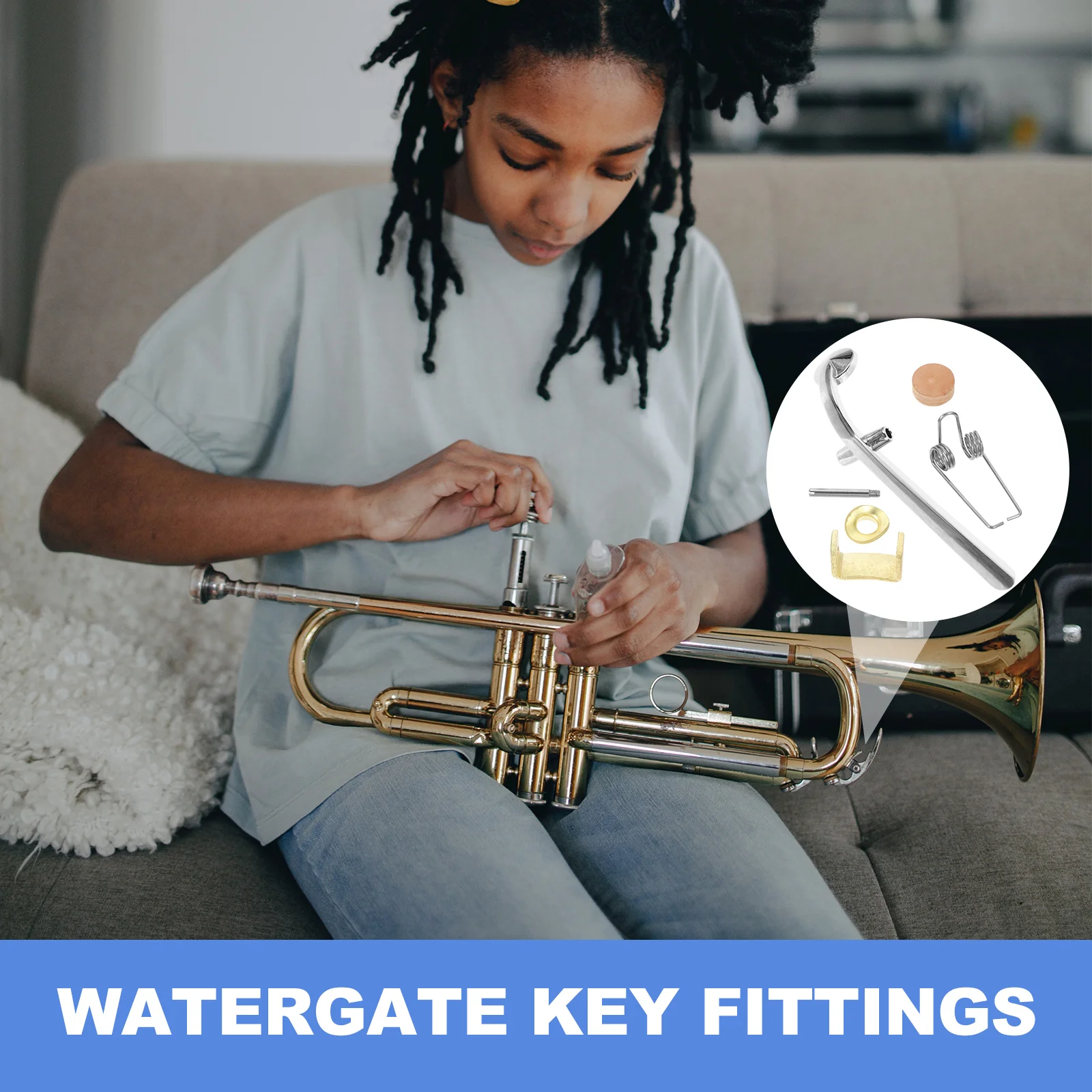 Complete Set of Trombone Accessories Draining Component Valves Mountings Water Gate Key Bond Cork Pad