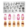 FRUIT LEMON TEMPLATES Flower Stripe Design Stamping Plate Strawberry Lady Face Nail Stamp Templates Leaf Floral Printing Stencil 5