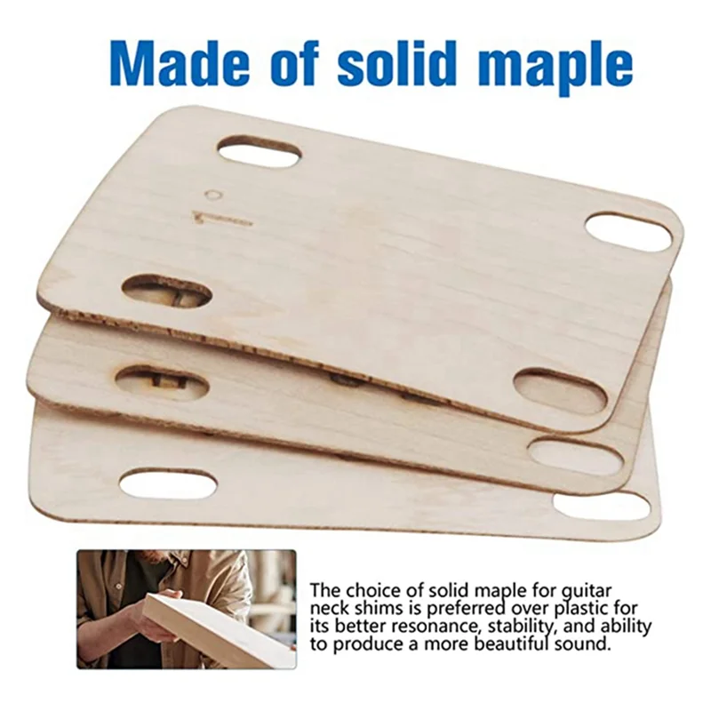 3 Piece Guitar Neck Pad, Made of Solid Maple, Protective Guitar Neck Pad for Bolt-on Neck