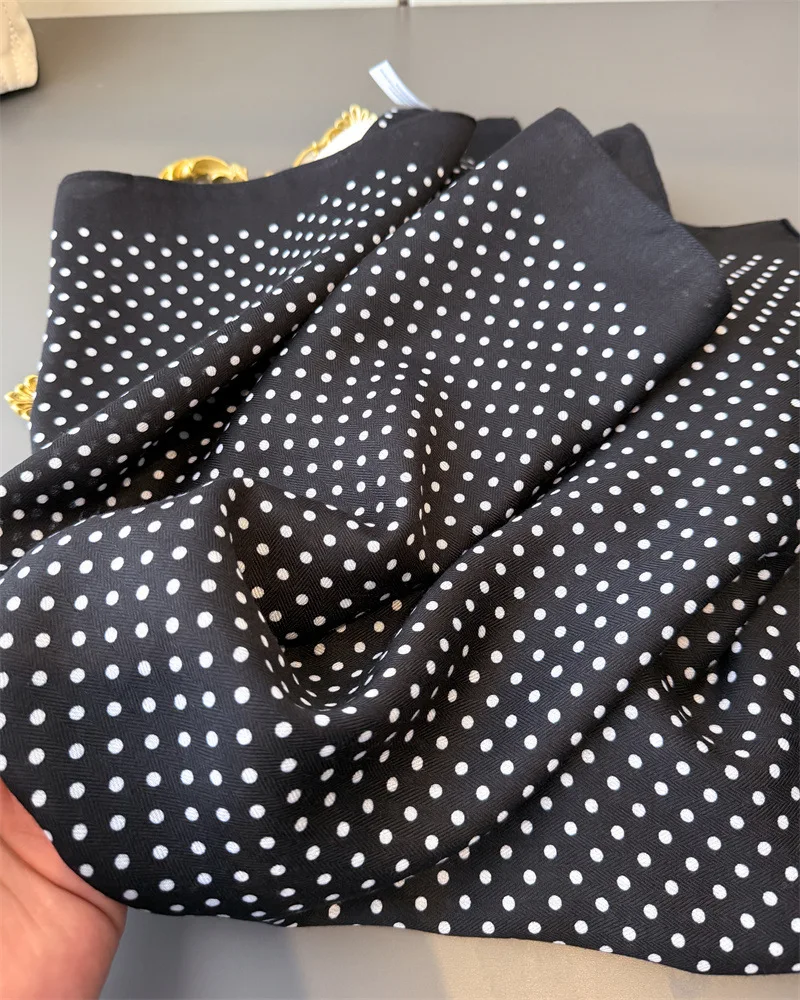65*65cm Mode Polka Dot Kopf Schal Frauen Baumwolle Fühlen Hijab Frühling Herbst Wraps Platz Foulard Bandana Halstuch kopftuch – Detail 7