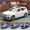 1/32 BMW X5 SUV Toy Car Model Diecast Metal Vehicle Miniature Sound & Light Pull Back Collection Gift for Children Boys Kid 1