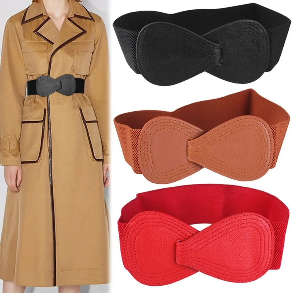 Mode Frauen Stretch Bund Bogen Bund Elastischen Breiten Haken Gürtel Kleid Mantel Kleidung Dekoration Gürtel – Detail 2