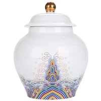 Enamel Colored Ceramic Storage Jar Large-capacity Sealed Tea Caddy Kitchen Storage Container Coffee Candy Jar Porcelain Crafts 2