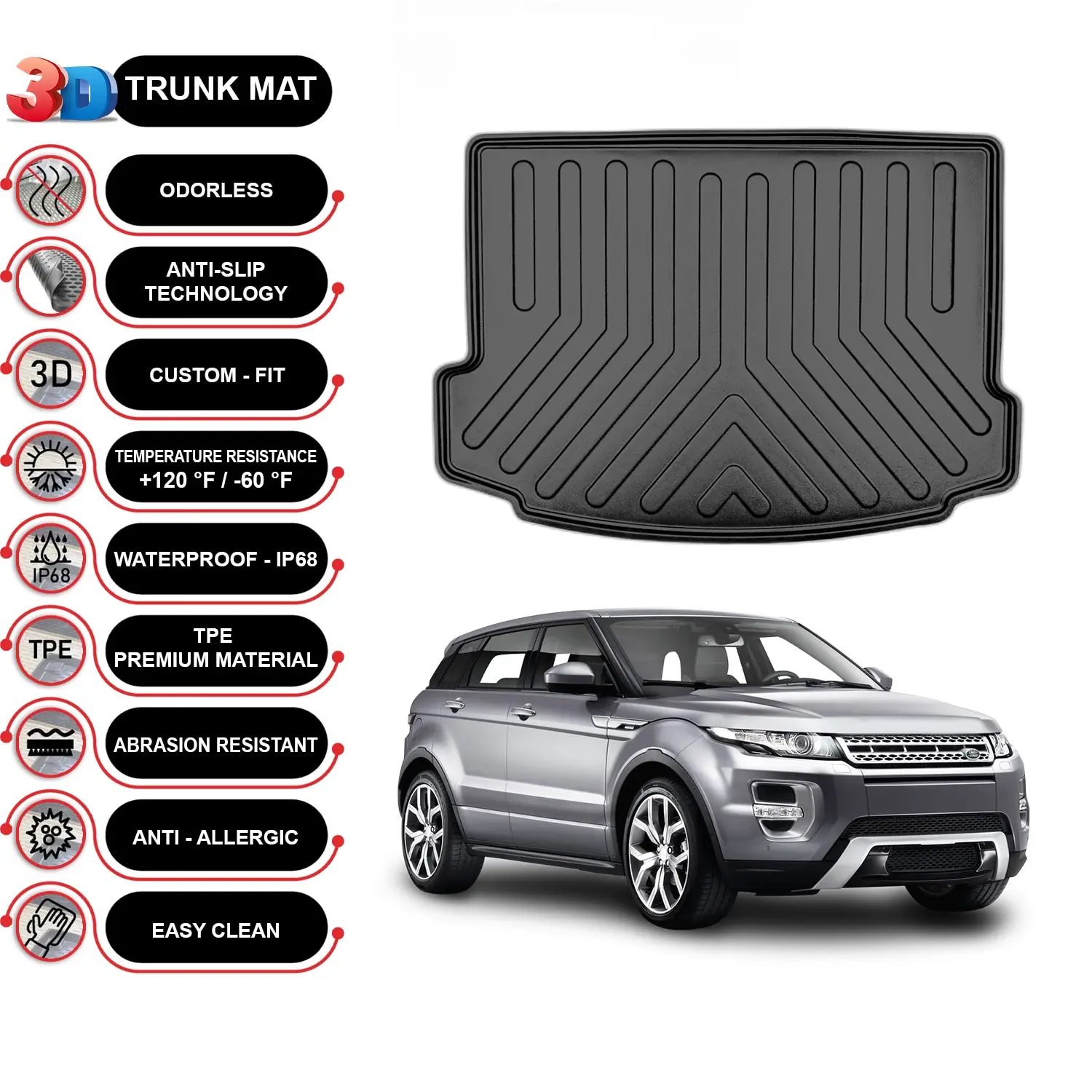 

Land Rover Range Rover Evoque 2019-2023 Cargo Liner Rear Trunk Floor Mat