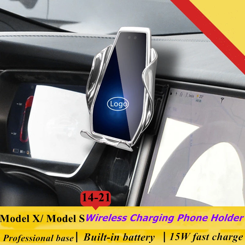

Автомобильный держатель для телефона Tesla Model X, модель S 2014-2021, 15 Вт, беспроводное зарядное устройство Qi для iPhone, Xiaomi, Samsung, Huawei