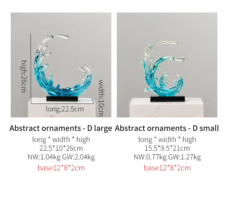 Transparent Resin Abstract Ornaments Modern Wave Abstract Sculpture Ornaments LivingRoom Accessories Home Office Decor Gifts