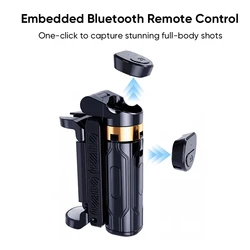 Compact Multi - Function Wireless Selfie Stick with Tripod and Bluetooth Remote (Black)
