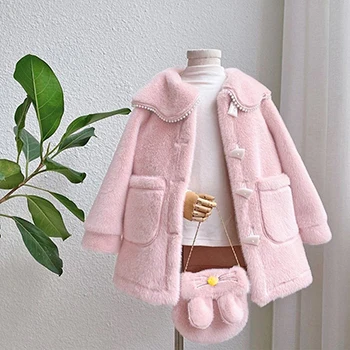 New Fashion Spring Autumn Warm Faux Fur Coat For Girls