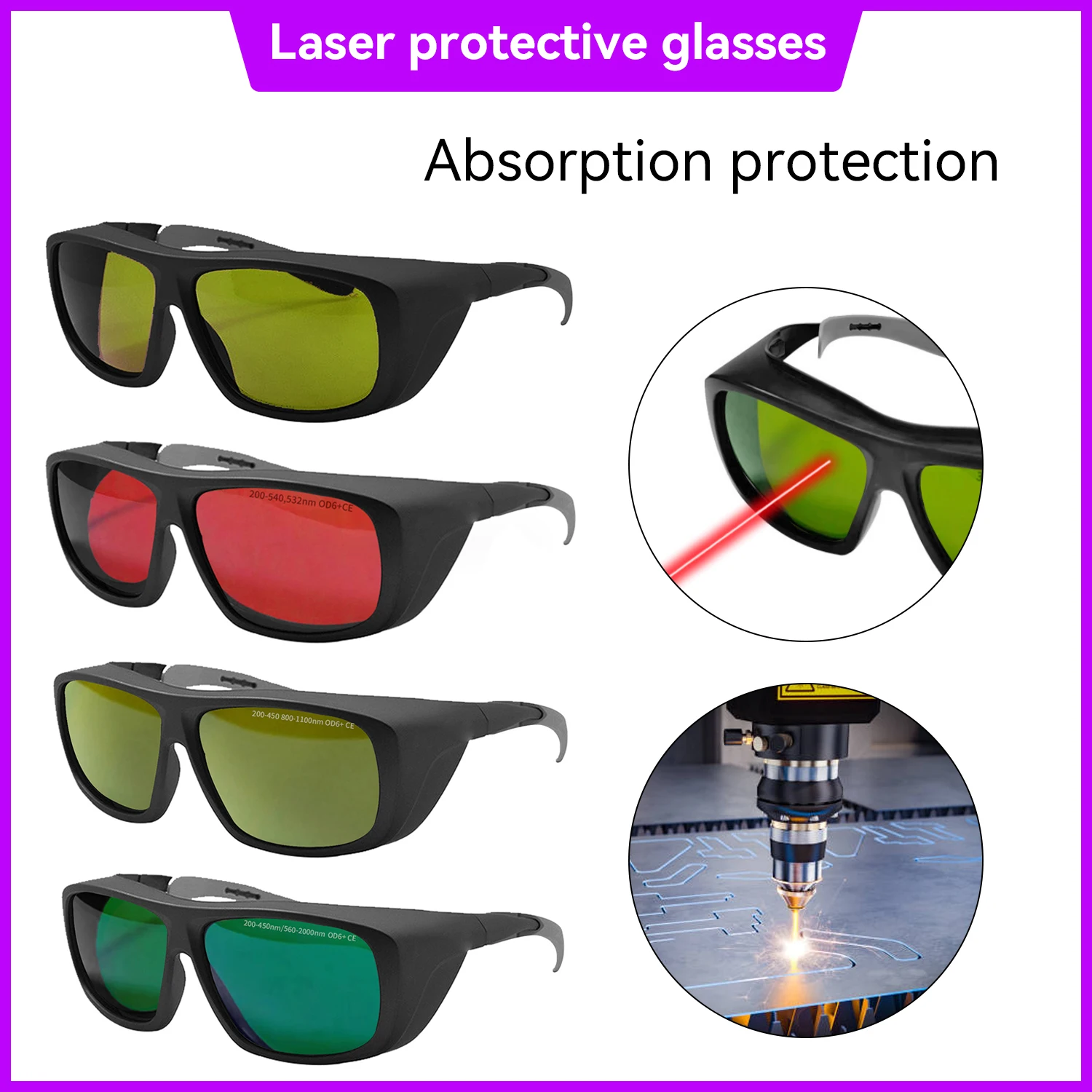 laser glasses 190-2000nm 10600nm OD6 CO2 Laser Protection goggles 1064 532 200-2000nm IPL Laser Safety Glasses Laser protection