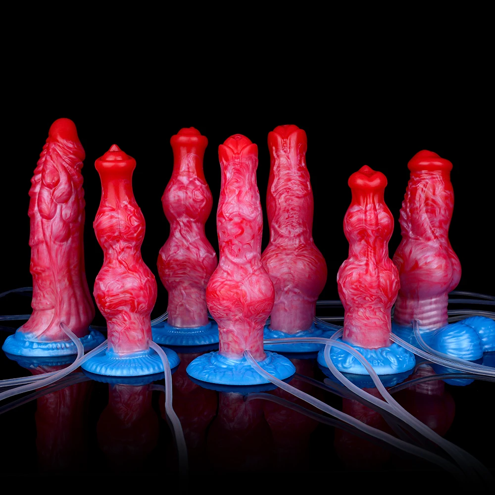 Sex Toys Silicone Inflatable Ejaculation Penis Suction Cup Fantasy Squirting Knot Dildo Anal Plug For Women Men