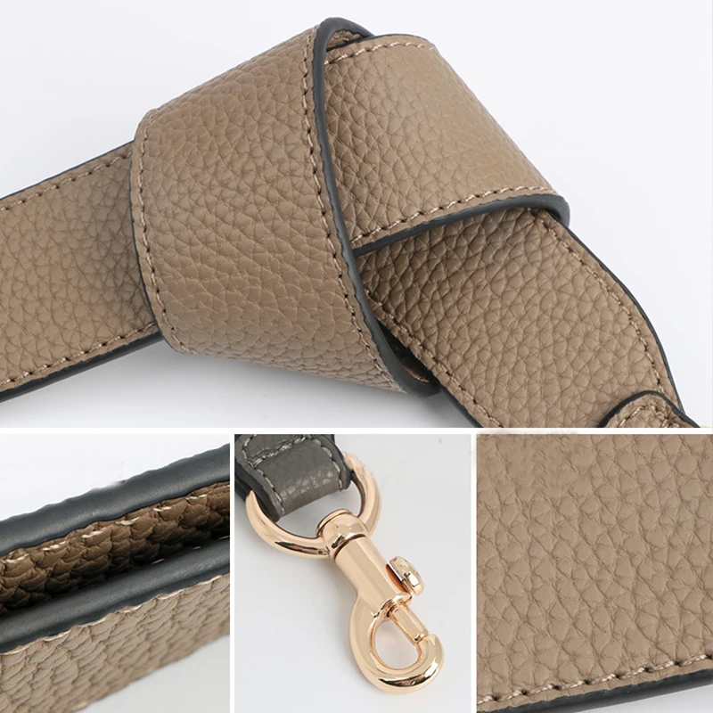 58cm Leather Bag Strap Handle Short Shoulder Belt Gold Buckle for Women Crossbody Handbag Replacement Strap Accessory 3.8cm Wide