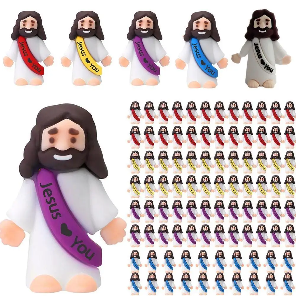 Miniature ornament Miniature figurines 50pcs Miniature Jesus Statues PVC Tabletop Religious Figures Christmas Easter Halloween Party Gift Decorations
