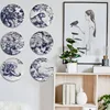 Ceramic Decorative Plate Blue Iru Sketch Tiger Circular Shape Tableware Restaurant Dessert Tray Home Bedroom Art Hanging Plate 2