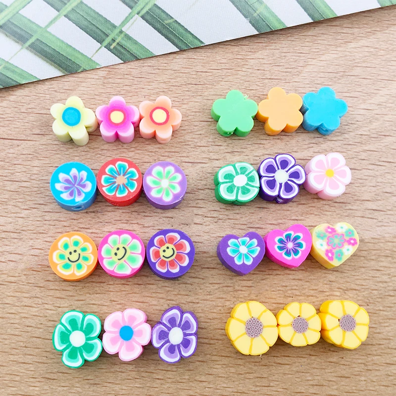 100pcs/lot Colorful Flower Shape Polymer Clay Beads Clay Spacer Beads for DIY Bracelets Necklace Earring Jewelry Making Findings