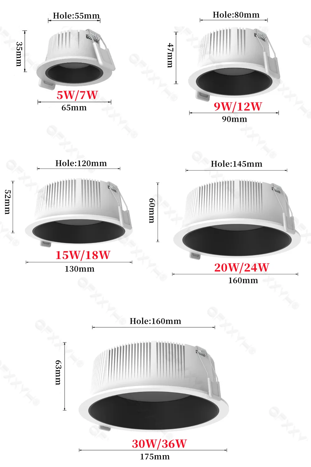 LED Downlight 30W 36W Recessed Round LED Ceiling Lamp 12W 15W 18W 20W 120&deg; AC 110V 220V Indoor Lighting Warm White Natural White led downlight ceiling lamps