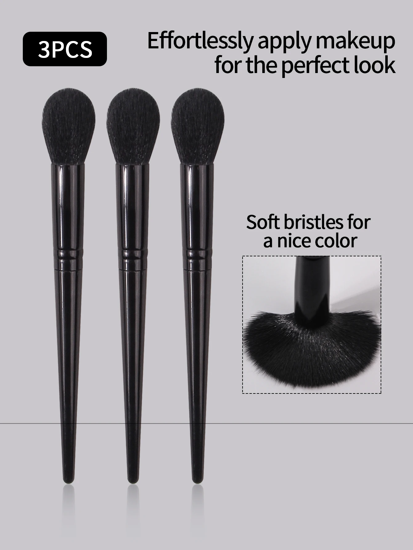 Description Picture 2 of item3Pcs Professional Face Makeup Highlighter Blending Brush Long Handle Blush Brush Concealer Brush Beauty Makeup Tools