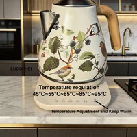 Bouilloire électrique vintage 1,7 L avec contrôle de température, en acier inoxydable 304, pour faire bouillir l'eau, théière, bouilloire de bureau avec fonction maintien au chaud automatique 6
