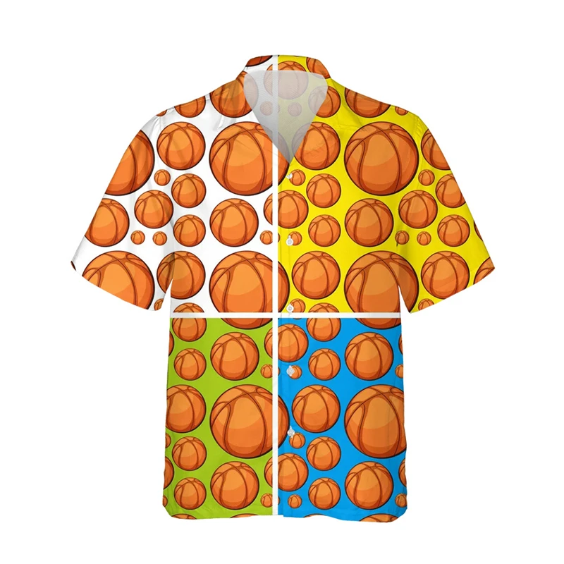 Camisa de diseño para hombre con estampado 3D de baloncesto, camisa de gran tamaño para verano 2024, para viajes, playa, Hawái, hawaiana, estilo Harajuku, con flores
