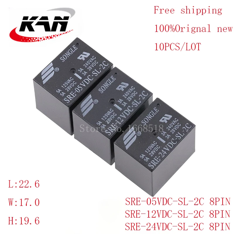 

Free shipping 10pcs relay SRE-05VDC-SL-2C SRE-12VDC-SL-2C SRE-24VDC-SL-2C 5VDC 12VDC 24VDC 3A 240VAC 8PIN Original New