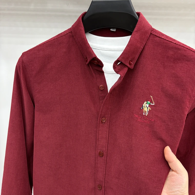 Spring and Autumn New 100% Cotton Long Sleeve Shirt for Men's Business, Leisure, Skin Friendly, Comfortable Collar Shirt Coat