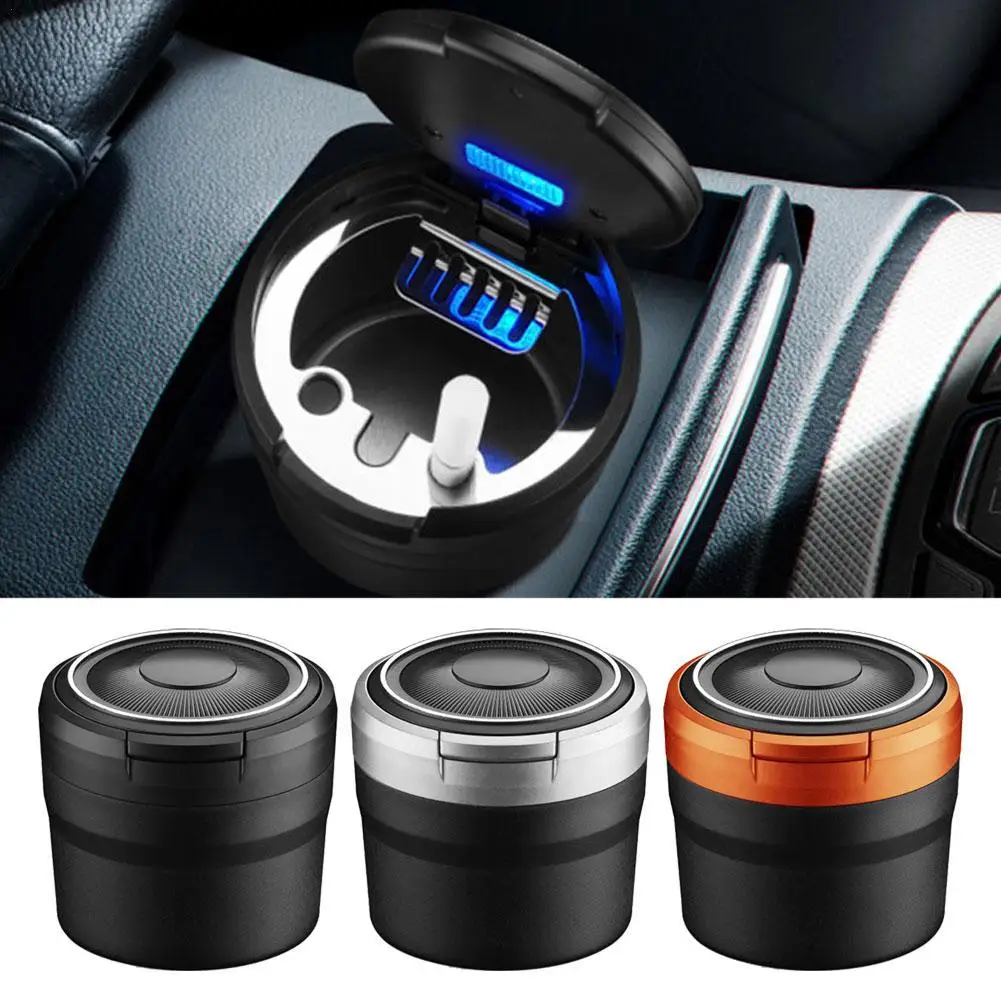 Car Ashtray With LED Light Universal Auto Car Smell Proof Fireproof