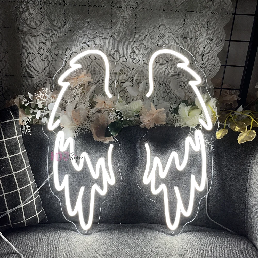 LED 천사 날개 네온 사인, 맞춤형 한 쌍의 날개, LED 네온 조명 사인, 벽 장식, 웨딩 파티 바, 맞춤형 네온 램프, 소녀 선물