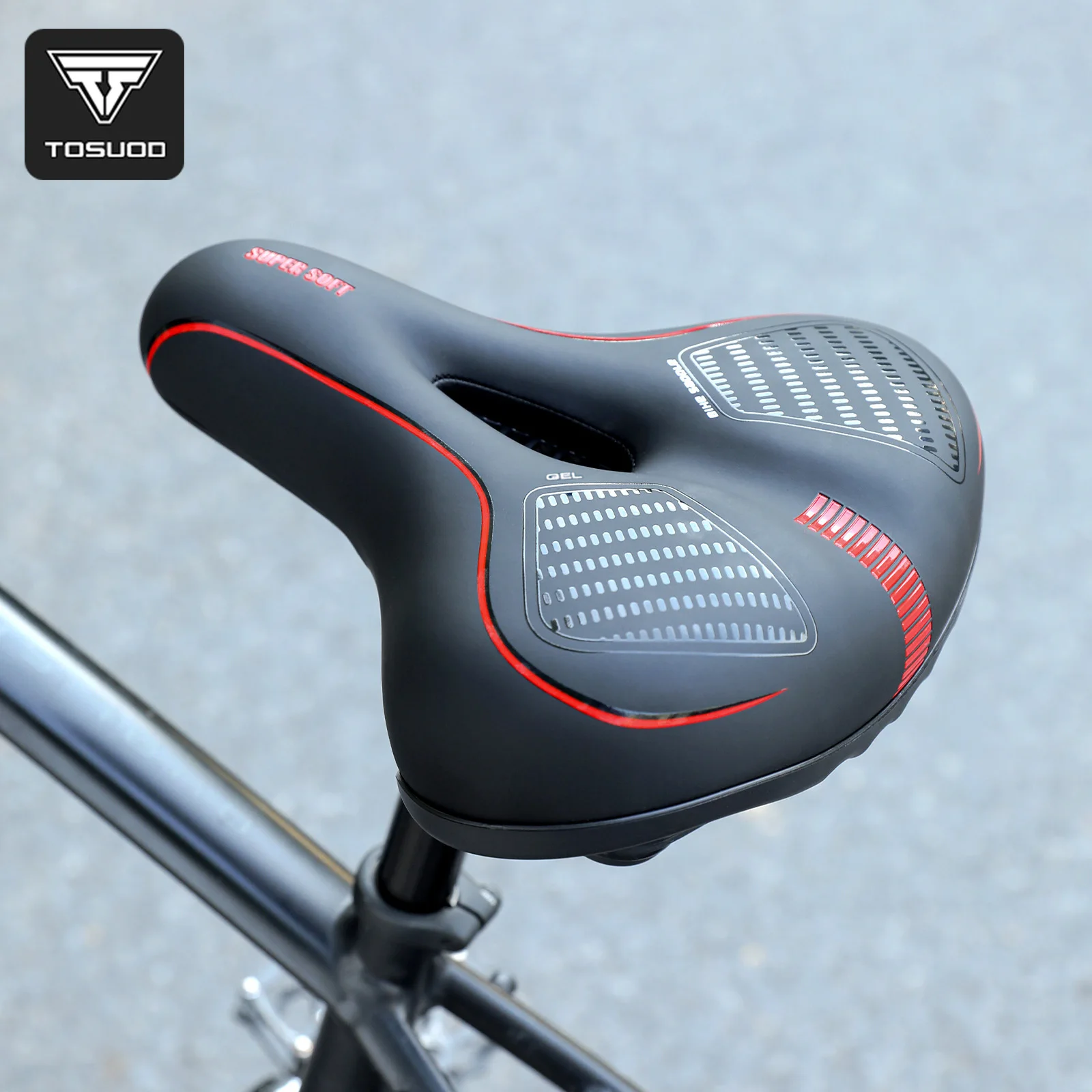 TOSUOD Thicken PU Soft Racing Saddle Breathable Rainproof MTB Road Bike