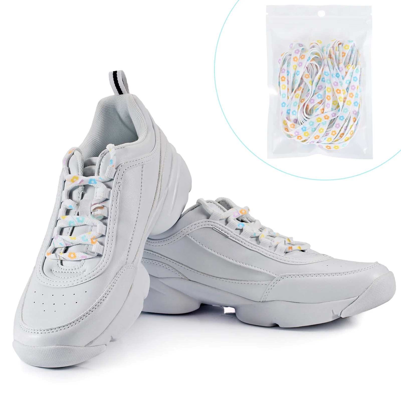 

4 Pairs Flower Laces Shoelaces for Sneakers Flat Boots Polyester Casual Shoes Accessory
