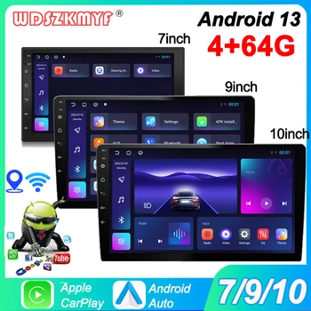 Reproductor Multimedia Universal de 7, 9 y 10 pulgadas pantalla coche android auto con GPS carplay inalambrico WIFI, CarPlay inalámbrico, Android 13, 2 Din, Radio FM, RECEPTOR ESTÉREO sistemas inteligentes de coche 1