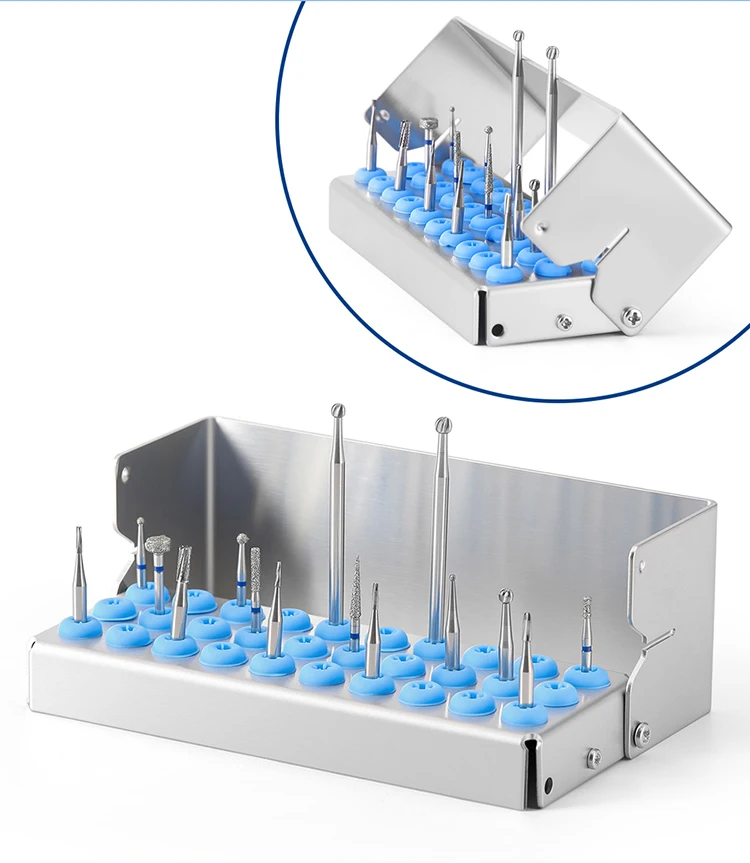 AZDENT Dental-Bohrerhalter, Sterilisator, 8/30 Löcher für FG/CA-Bohrer, Block-Organizer, Autoklav-Sterilisator, Box aus Edelstahl – Detail 6