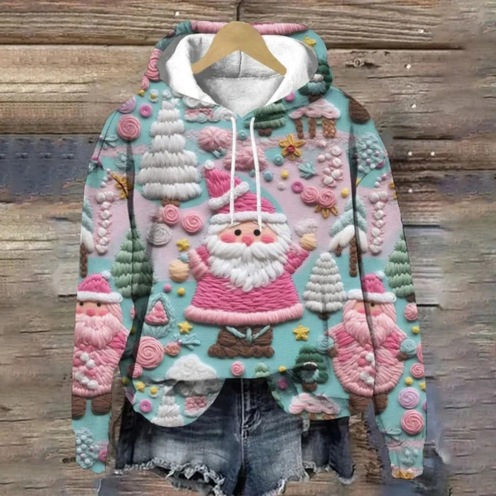 Women's Long Sleeve Hoodies Tops Fashion 3d Xmas Tree Sweatshirts Loose Casual Pullover Autumn Oversized Sweatshirt
