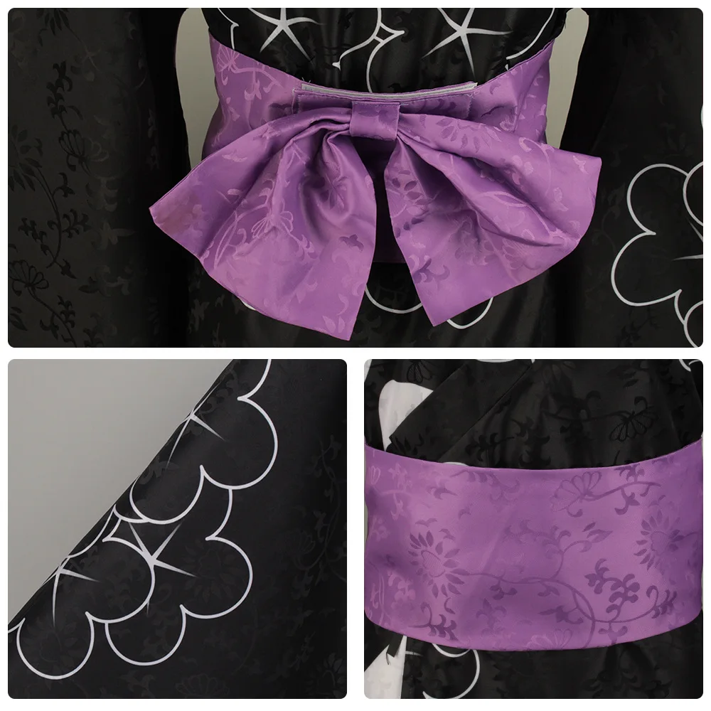 My Dress Up Darling: Marin Kitagawa | Traditional Black and Purple Patterned Kimono Cosplay Costume 20 Traditional Black and Purple Patterned Kimono for Women