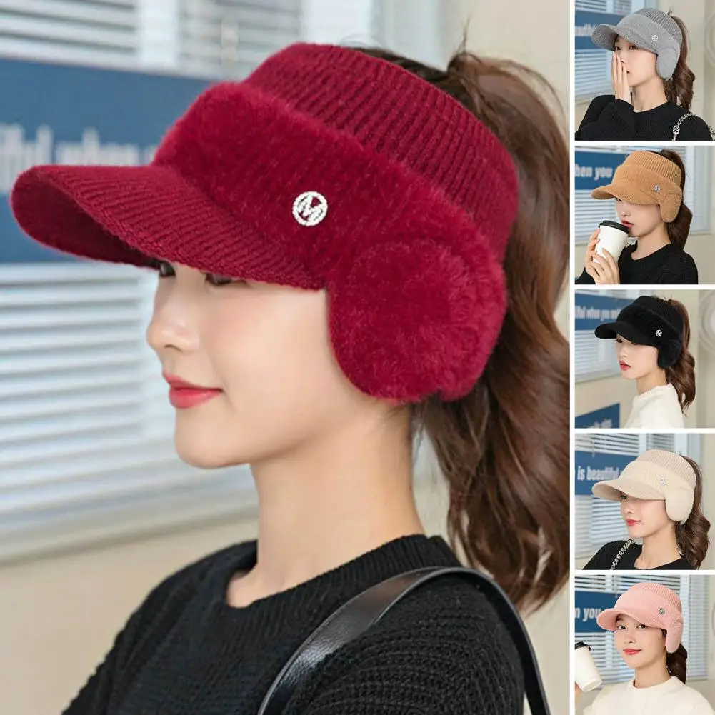 

Popular Earflap Hat Empty Top Coldproof Super Soft Letter Sunscreen Baseball Hat