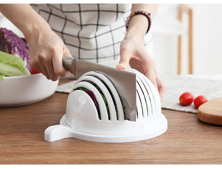 Easy fruit and vegetable salad cutter bowl, multi-function kitchen strainer  filter storage holder