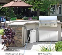 Pull-Out Trash Drawer Stainless Steel Outdoor Kitchen Trash Drawer Storage for One 10 Gallon Commercial Wastebasket 2