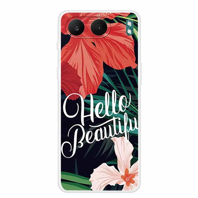 Clear Silicone Case with Landscape Flower Design - Soft TPU Back Cover